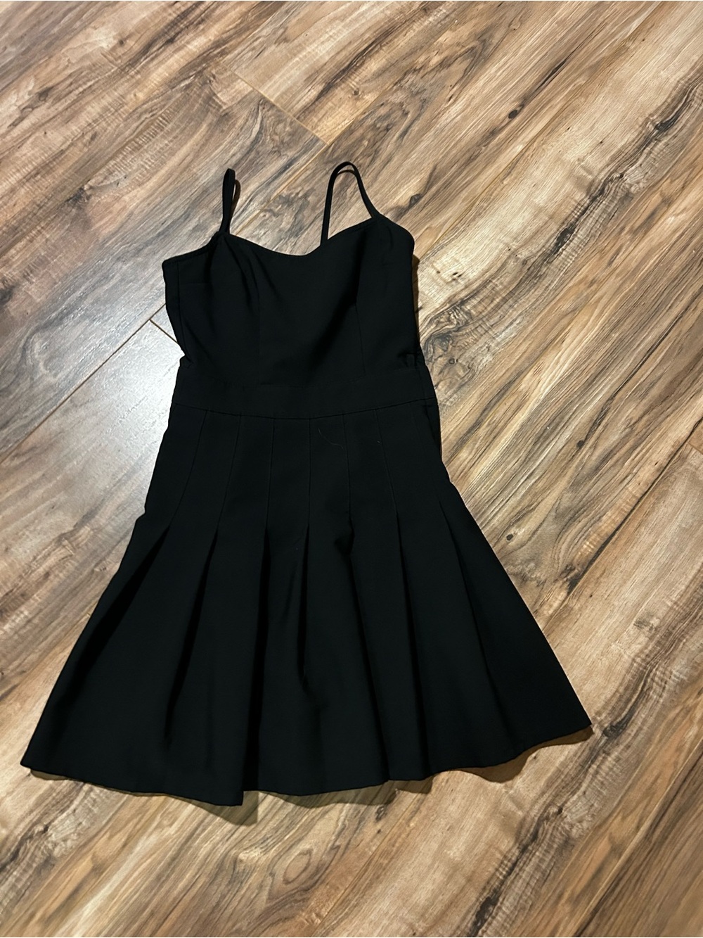 H&M Black Pleated Midi Dress with Spaghetti Straps